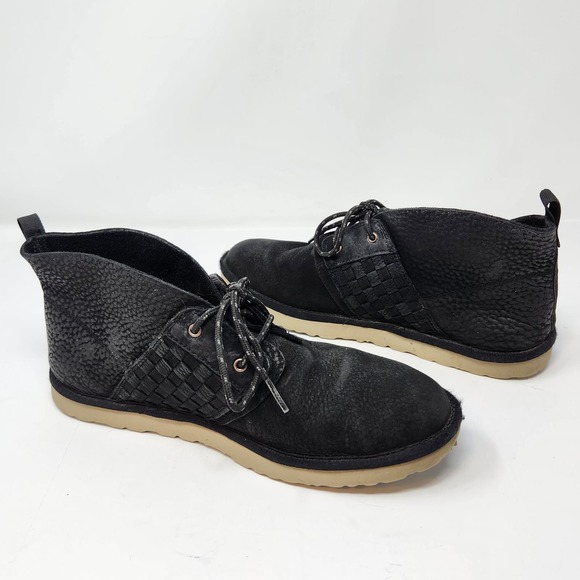 Teva Mens Coromar Black Pebbled Leather Chukka Ankle Boots Size 8.5 Lace Up